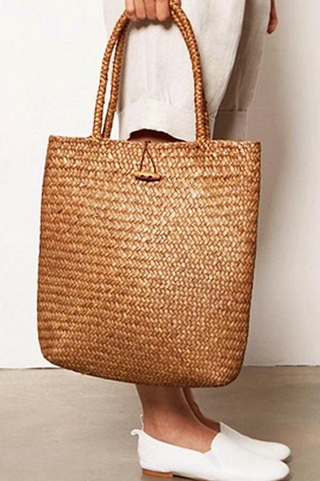 Seaweed Woven Bag, Womens Handbag, Travel Beach Bag,Flower basket package