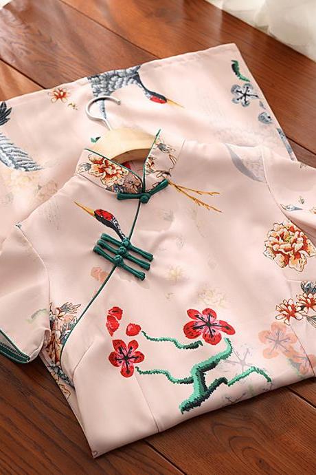 ,improved Version Of Cheongsam Short Dress, Summer, Young Style, Girls Daily Vintage Dress,chinese Style