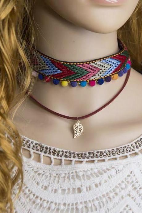 Ethnochic collarbone necklace, Bohemian, harajuku choker collar