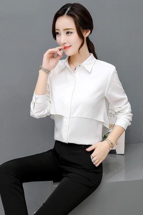 New style, professional OL long-sleeve shirt, chic loose chiffon white shirt,offices