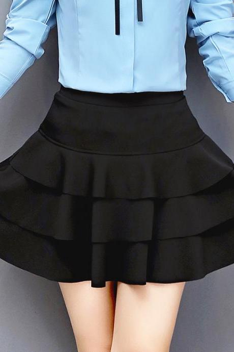 New style, large size chiffon skirt, pleated elastic high waist, A-line bottom skirt