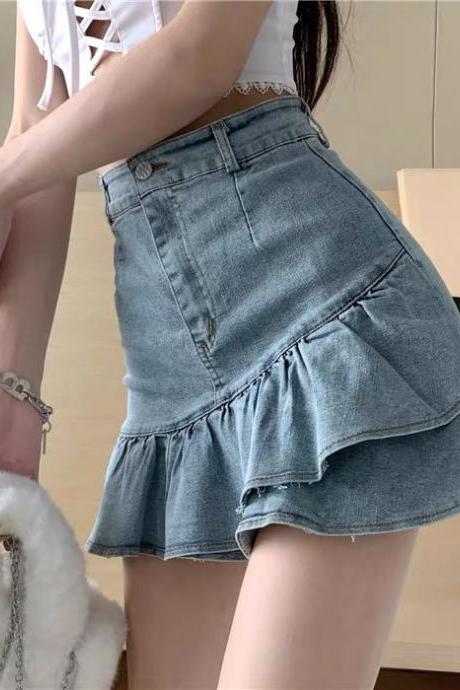 Hot girl style jeans skirt, summer, new style, high waist fishtail skirt
