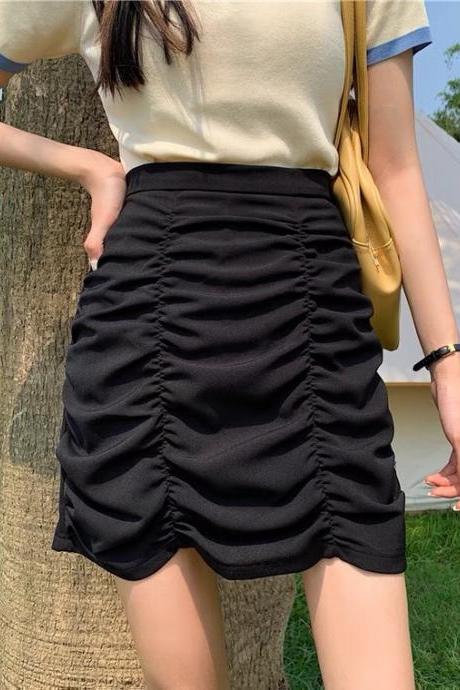 Black skirt, summer, new style, high-waisted skirt, slim bodycon A-line skirt