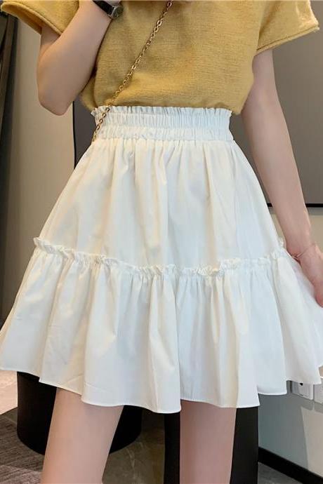White/black Skirt, Summer, Style, High-waisted Versatile A-line Skirt