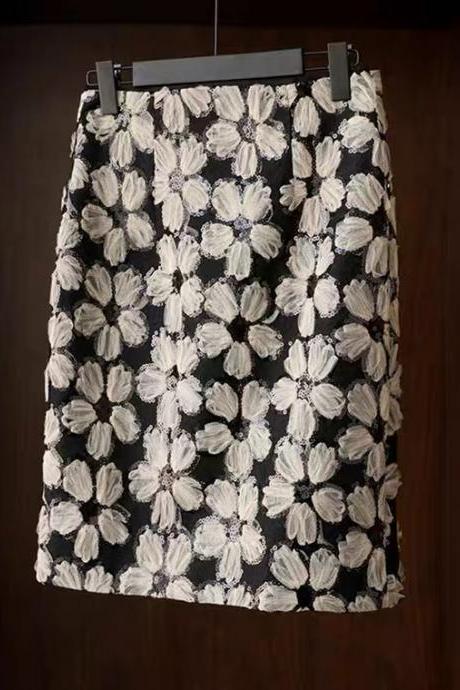 Mesh lace flower sequin skirt, elegant temperament skirt