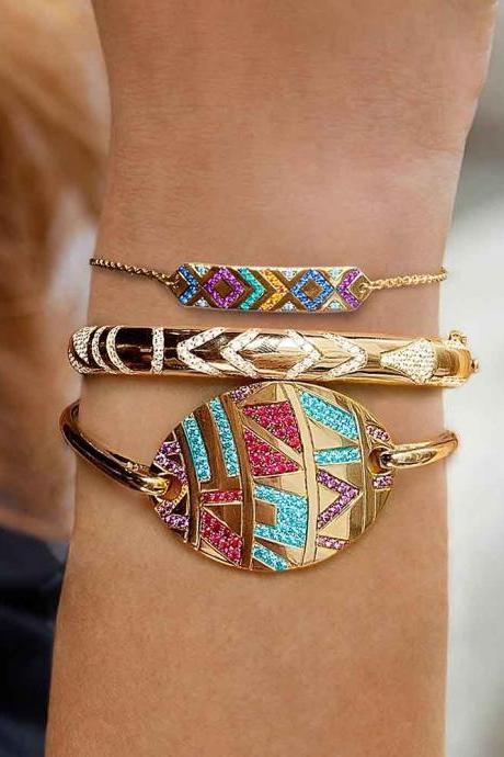 Ethnic style bracelets, diamond-encrusted, Devil's Eye lovers bracelets, colorful gemstone bracelets