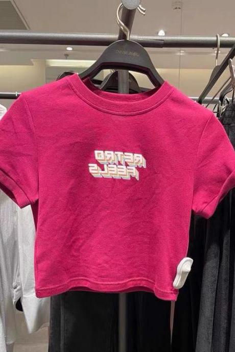 Cotton, Fun Printed, Short Sleeved T-shirt, Summer, Short Spice Girl Top