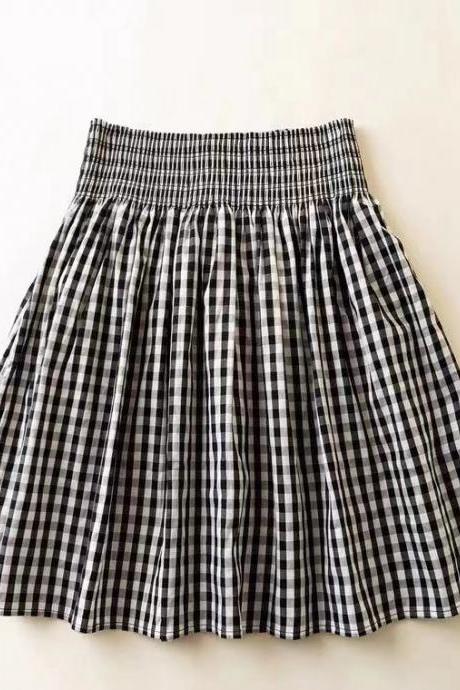 Black And White Grid Mini Skirt