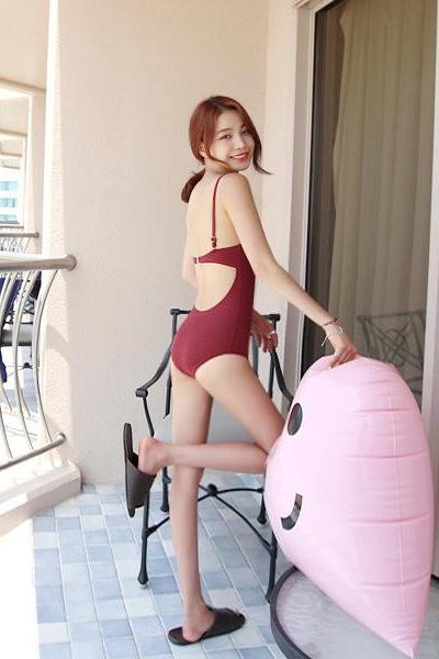 Hepburn style, small boobs, strapless one-piece swimsuit, hot spring swimsuit