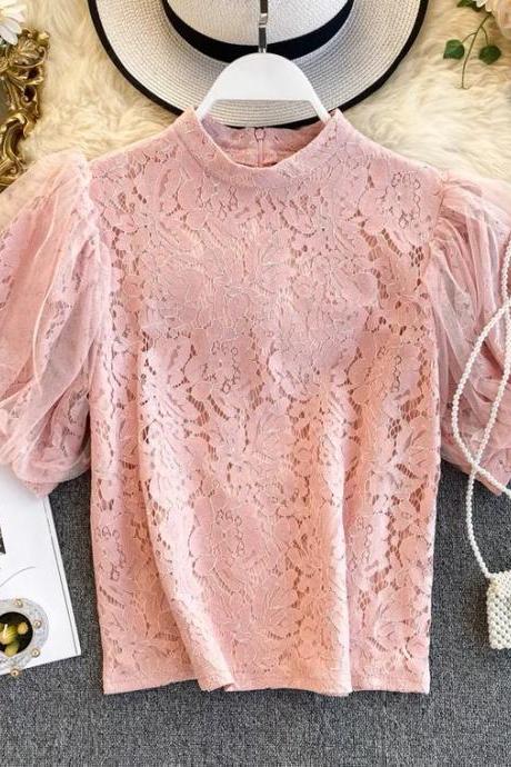 , Vintage,lace Top, Half Sleeve, Chic, Sweet Little Top