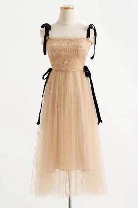Style, Super Fairy, Gentle Wind Tulle Halter Dress, Bow Tie Waist Dress