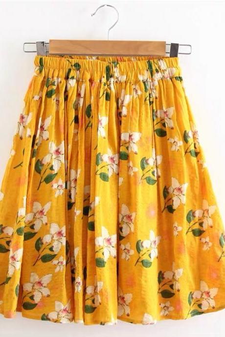 , Little Fresh Temperament Skirt, Flower Fairy A-line Skirt
