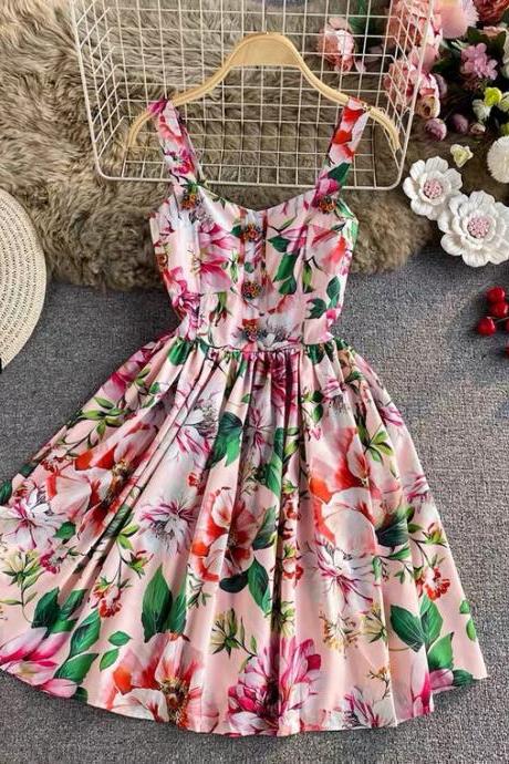 Floral Dress, Floral Halter Dress, Bohemian Beach Dress