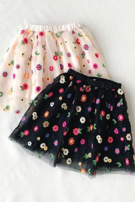 Girls' Skirt, Little Flower Tulle Skirt, Children's Princess Bouffant