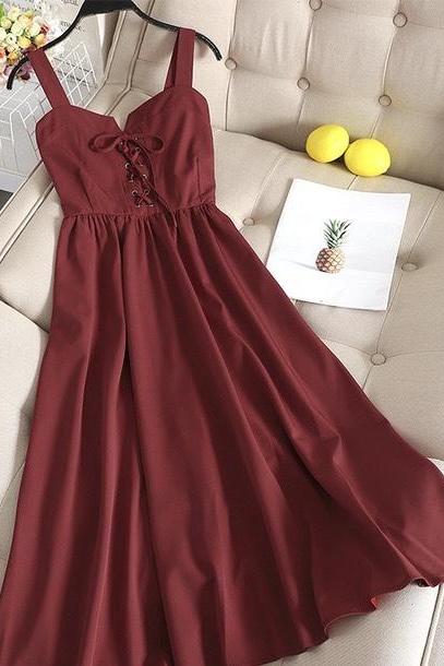 Preppy Dress, Temperament, V-neck, Sleeveless Gentle Dress