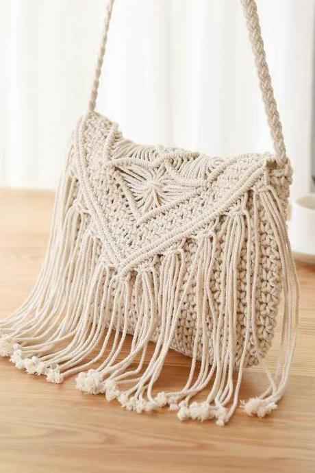 Boho style, forest straw woven bag, woman bag, summer lace woven bag, one shoulder cross-body bag straw woven cane bag