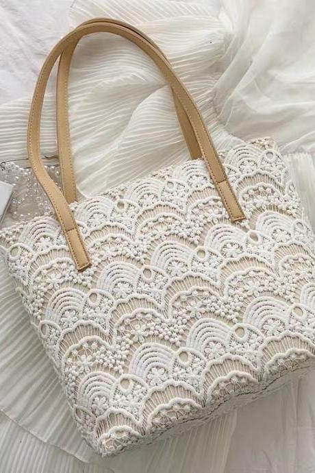 Fairy Lace One-shoulder Bag, Artistic Canvas Bag, Fresh Handbag
