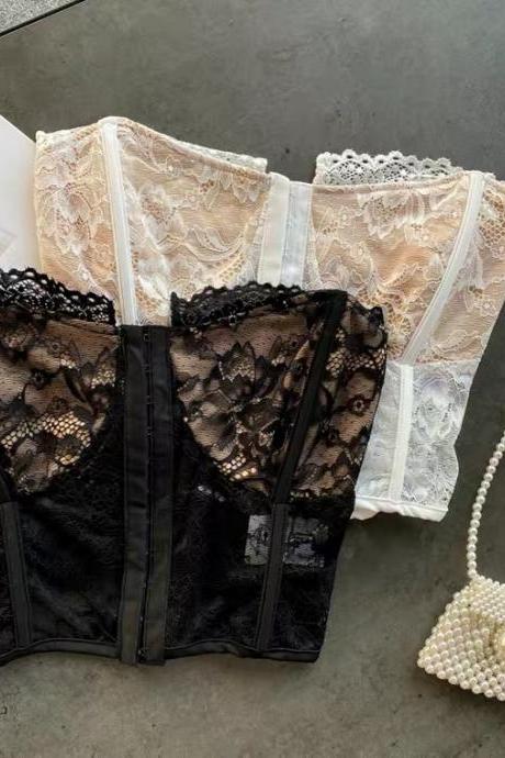 Thin Lace Top, Goddess Style, Sexy Strapless Bottom Corset