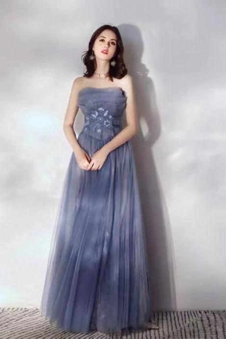Strapless bridesmaid dresses, temperamental birthday dresses, fairy blue party dresses,Custom Made
