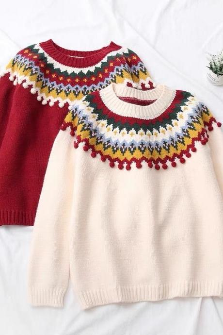 Fall/winter, new, Christmas sweater, loose, lazy wind, student sweater top
