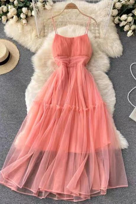 Vacation Trip Shot Pompous Dress Fairy Dress, Princess Dress, Student Waist Halter Dress