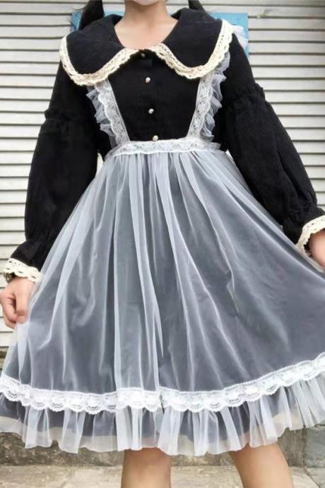 Cute Tulle Apron, Sweet, Fairy Sleeveless Dress, Versatile Tulle Dress