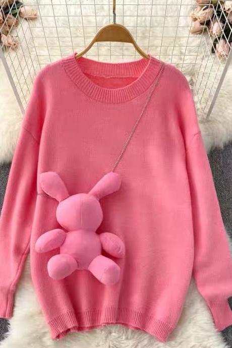  Autumn winter, new style, knit unlined upper garment, loose, languid lazy wind, loose, versatile, temperament sweater