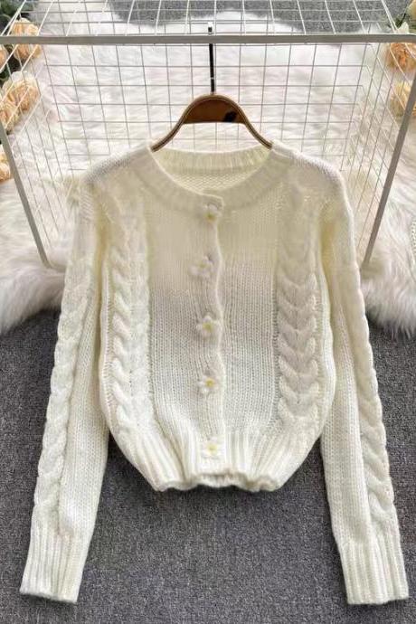 Autumn winter, new style, temperament, round collar fastens button, long sleeve knitting languid lazy wind sweater, cardigan coat