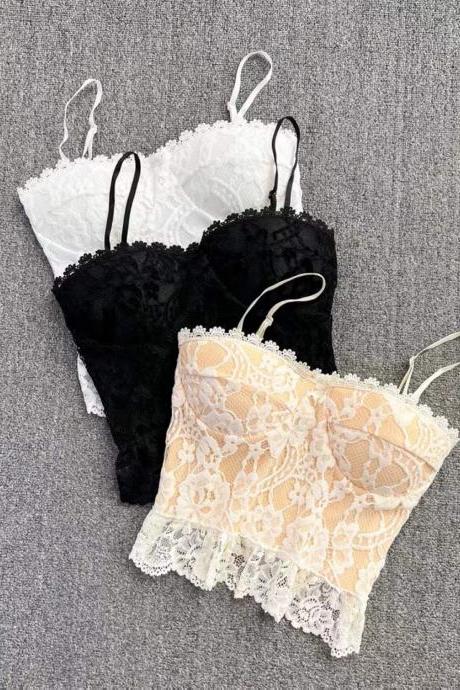 Sexy, lace halter tank top, lingerie, short chic strapless top