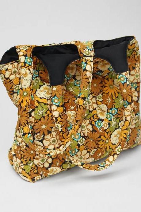 Golden Flower Bag, Fashionable Print, Children And Adults Handbag, Women's One Shoulder Shopping Bag