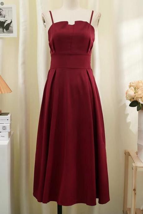 Mid - Length Flower Bud Dress, Fashion Versatile Beautiful Back Halter Dress