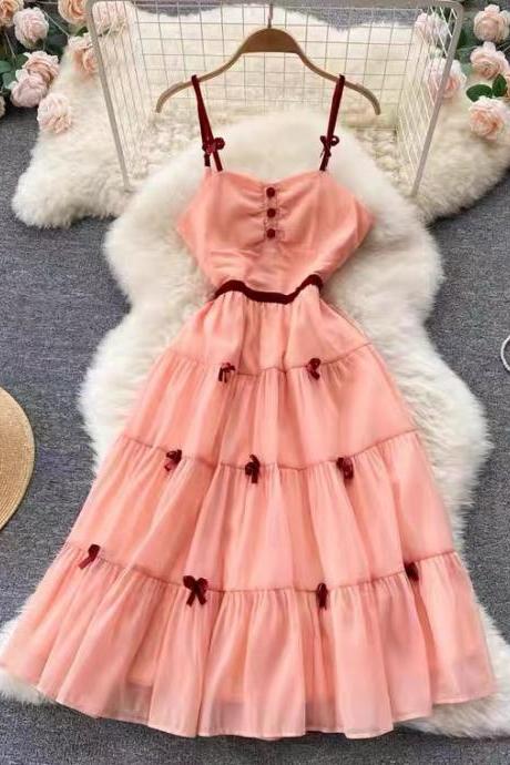 Cute ,butterfly Spaghetti Strap Dress, Vintage, Organza Dress, Pink Fairy Dress