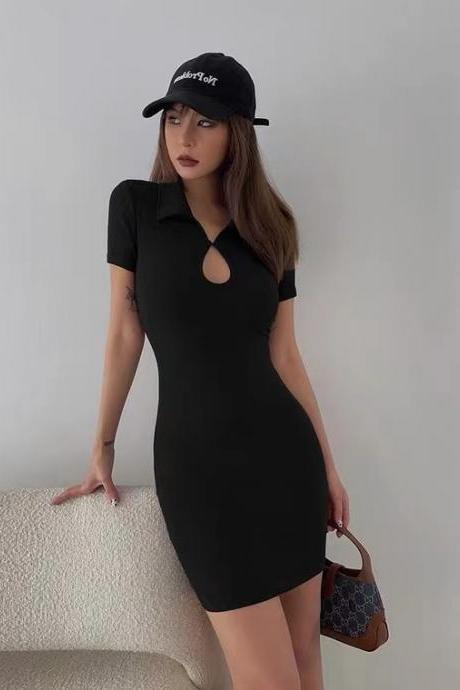 Lapel Cutout Dress, Spice Butt Dress, Little Black Dress