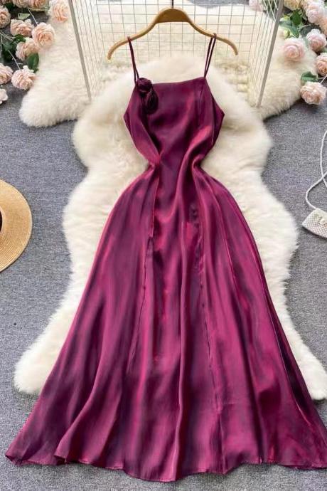Vintage, super fairy dress, spaghetti strap dress, silky evening dress, waist style A-line dress