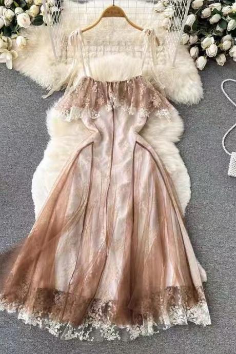 Vintage, sweet lace dress, super fairy dress,spaghetti strap dress