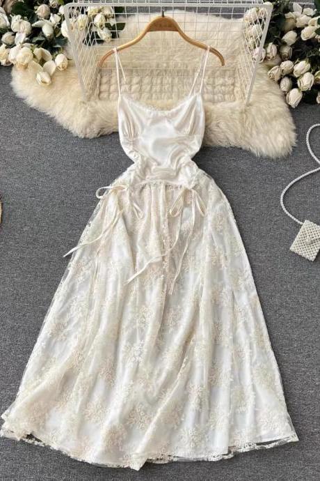 Spaghetti strap dress, fairy lace dress,gentle dress