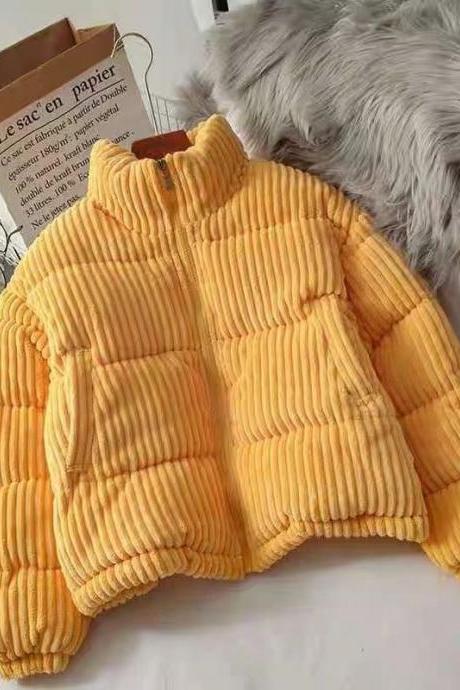 New corduroy cotton-padded clothing, loose cotton-padded clothing, large-size padded jacket