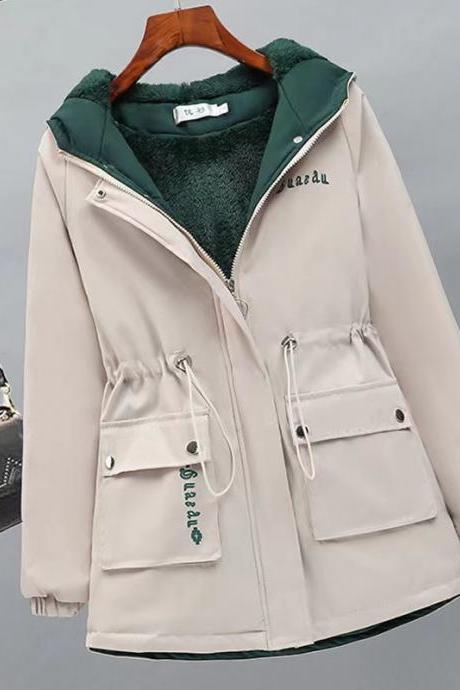 Autumn And Winter, Style, Fashion, Add Velvet Thickening, Casual Short Style Loose Windbreaker Coat
