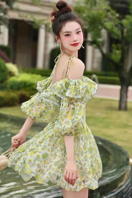 Fairy fresh dress, fashionable temperament floral dress