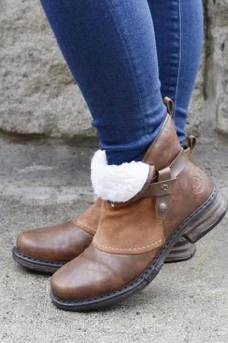 Style, Uggs, Autumn/winter, Warm Ankle Boots, Round Toe And Square Heeled Doc Martens Boots