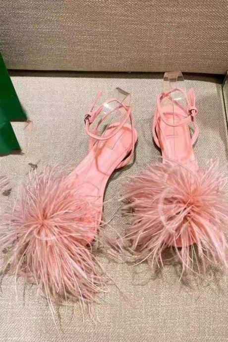 Fashion Sandals, Ostrich Feathers, Fashion Flats