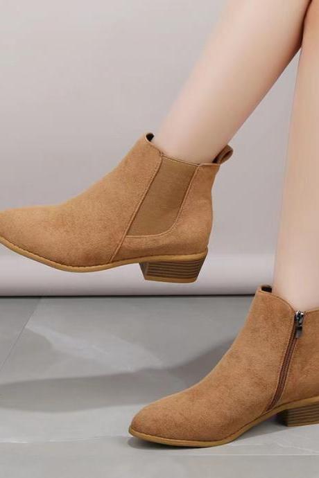 Autumn And Winter, Women's Ankle Boots, Pointed Martens, Suede Women's Boots
