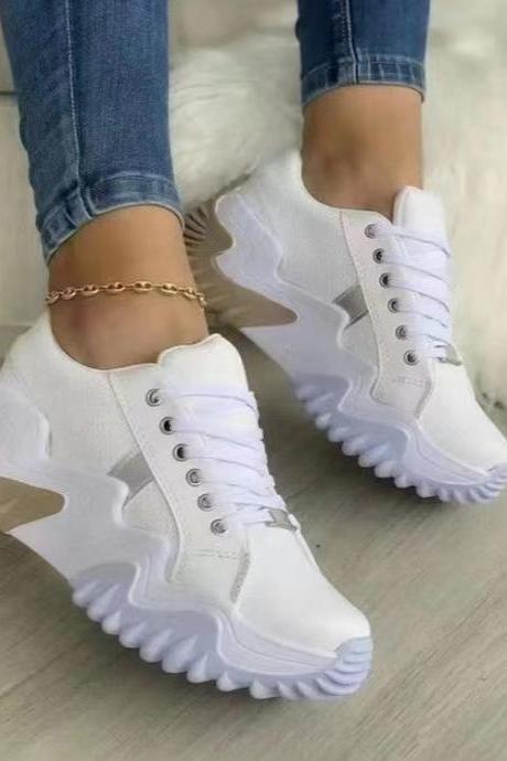 Height Increase, Platform Platform Heel, Casual, Lace-up Women&amp;amp;#039;s Shoes