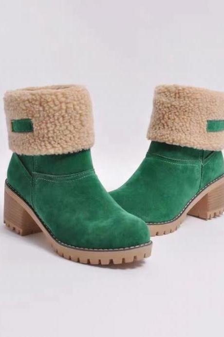 Autumn/winter, Doc Martens, Extra Fleece, Warm, Stitched, Casual And Comfortable Boots With Thick Heels