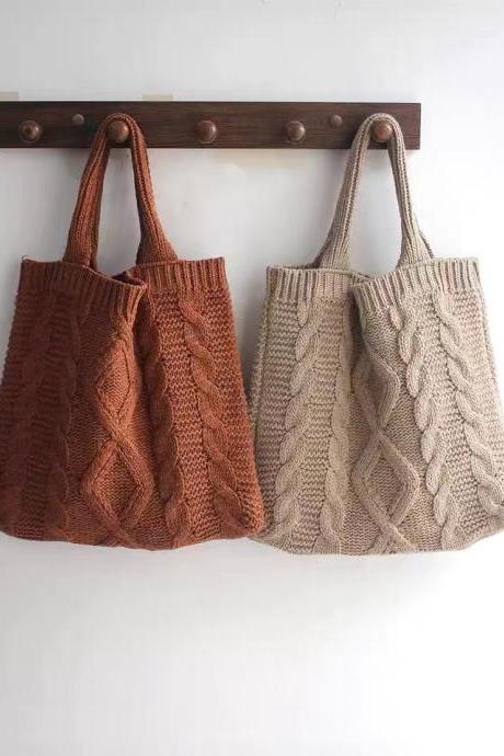 Coarse Knitted Wool Woven Women&amp;amp;#039;s Bag, Autumn And Winter, Style, Handbag, Handbag