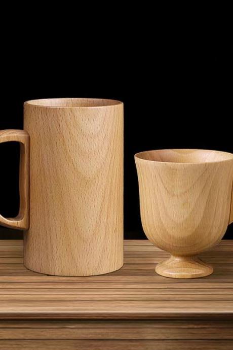 High quality, two pieces,environmentally friendly wood mug, creative wooden mug, coffee mug, household solid wood handle handy cup