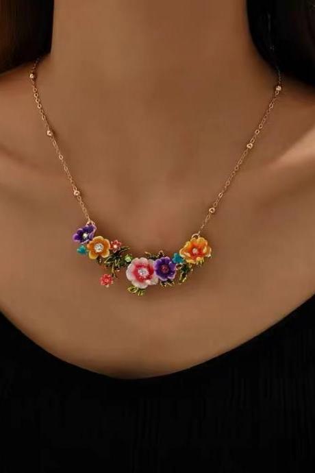 Fashion, Sweet, Simple, Rich Flowers, Temperament Female Necklace, Sweater Chain