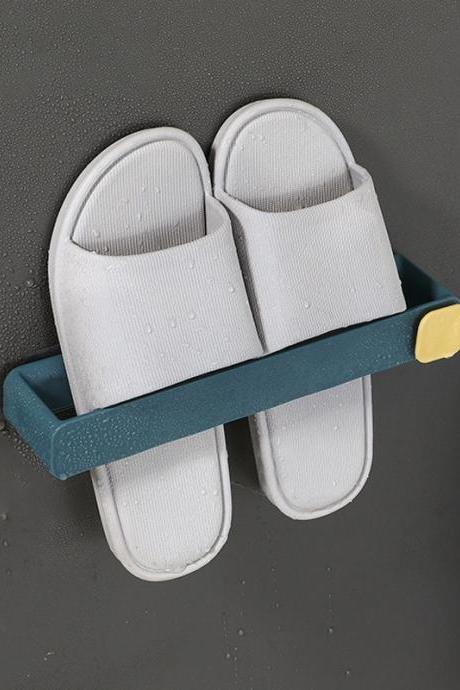 Bathroom Slippers Rack Self Adhesive Punch-free Wall-Towel mounted With hook
