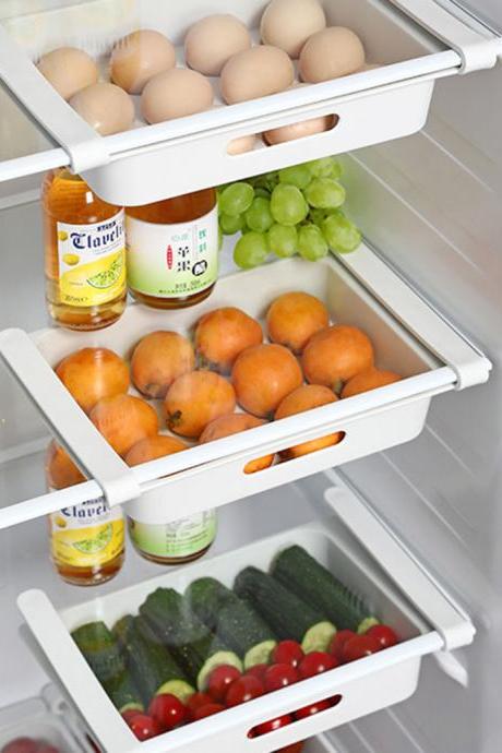 Hanging Refrigerator Crisper Grooved Design Drawer Type Refrigerator Storage Box High Capacity Anti-Extrusion Fridge