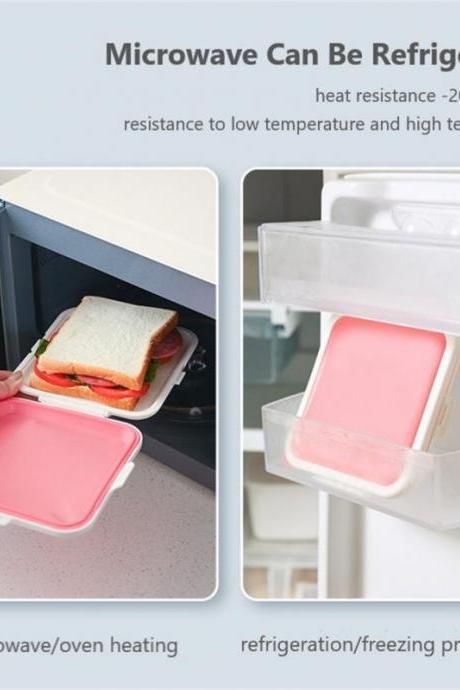 Sandwich Storage Box Silicone Lunch Box Food Storage Case Reusable Microwave Lunch Box